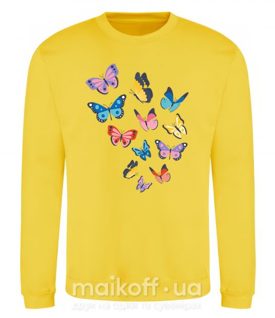 Світшот Разные бабочки Сонячно жовтий фото