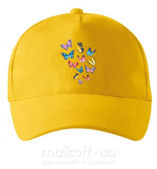 Кепка Разные бабочки Солнечно желтый фото