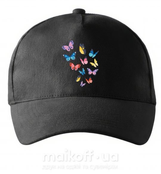 Кепка Разные бабочки Черный фото