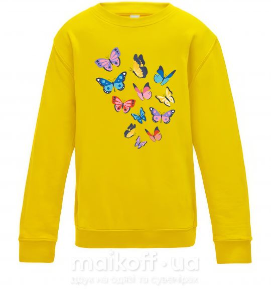 Детский Свитшот Разные бабочки Солнечно желтый фото