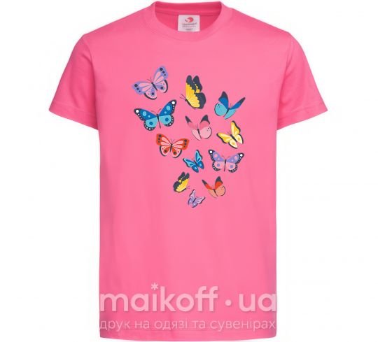 Дитяча футболка Разные бабочки Яскраво-рожевий фото