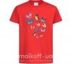Детская футболка Разные бабочки Красный фото