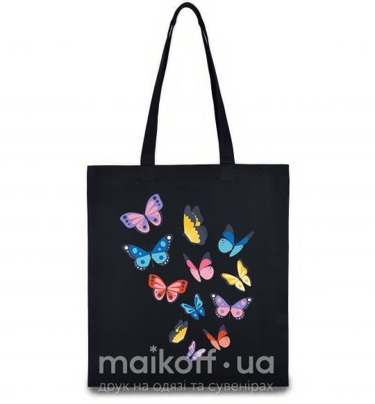 Эко-сумка Разные бабочки Черный фото
