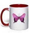Чашка с цветной ручкой Фиолетовая бабочка Красный фото