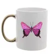 Чашка с цветной ручкой Фіолетово-рожевий метелик Золото фото