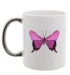Чашка с цветной ручкой Фіолетово-рожевий метелик Серебро фото