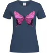 Женская футболка Фіолетово-рожевий метелик Темно-синий Женская футболка Фіолетово-рожевий метелик Темно-синий фото