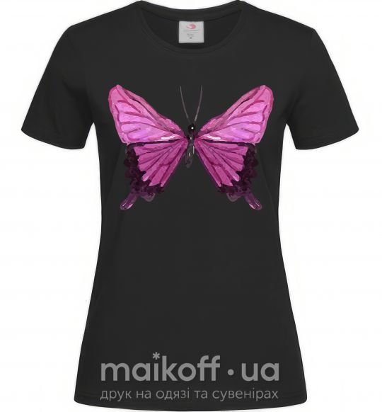 Женская футболка Фиолетовая бабочка Черный фото