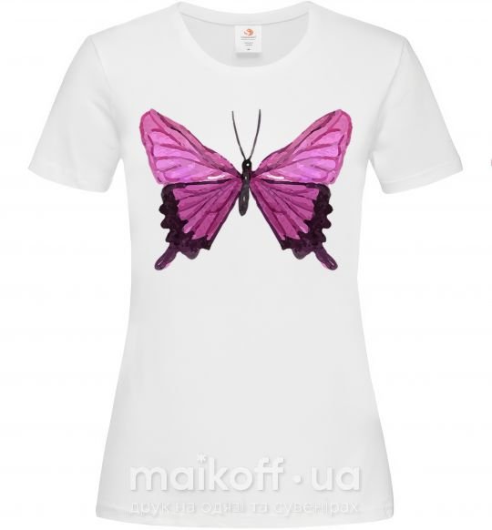 Жіноча футболка Фиолетовая бабочка Білий фото