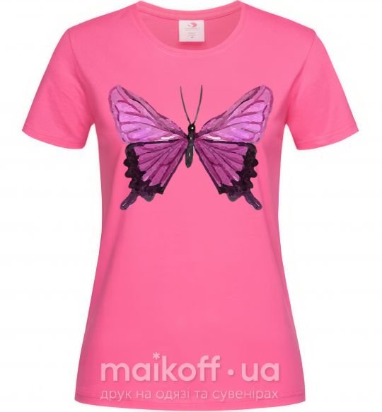 Жіноча футболка Фиолетовая бабочка Яскраво-рожевий фото