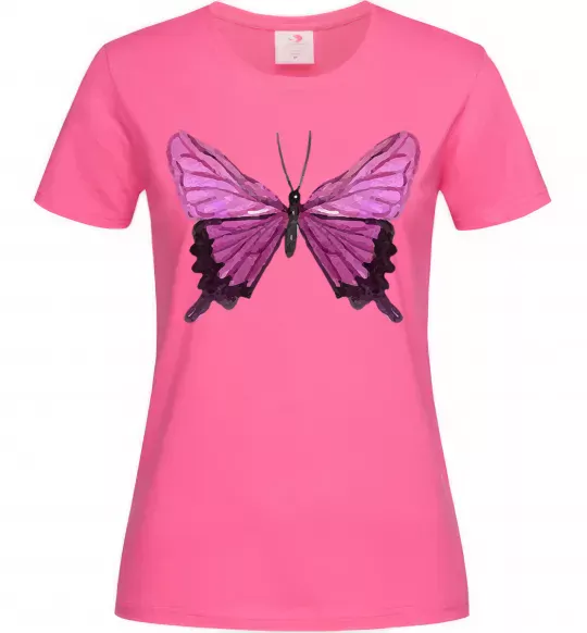 Женская футболка Фіолетово-рожевий метелик Ярко-розовый фото