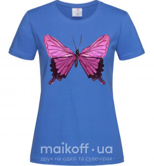 Женская футболка Фиолетовая бабочка Ярко-синий фото