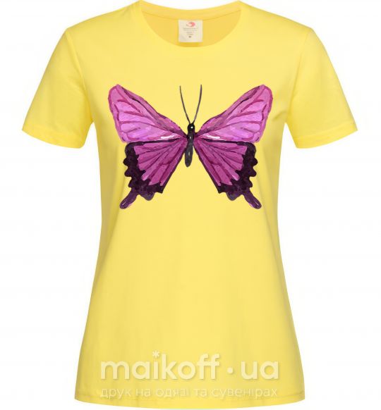 Женская футболка Фиолетовая бабочка Лимонный фото