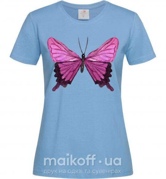 Женская футболка Фиолетовая бабочка Голубой фото