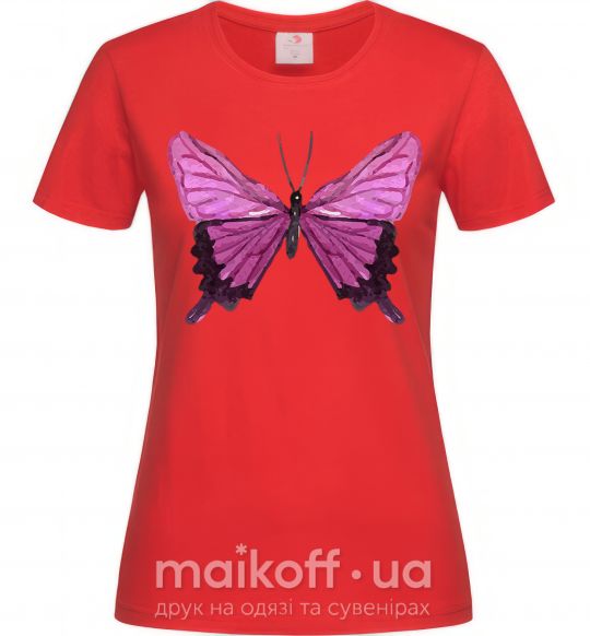 Женская футболка Фиолетовая бабочка Красный фото
