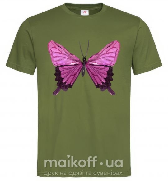 Чоловіча футболка Фиолетовая бабочка Оливковий фото