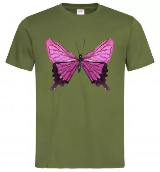 Мужская футболка Фіолетово-рожевий метелик Оливковый фото