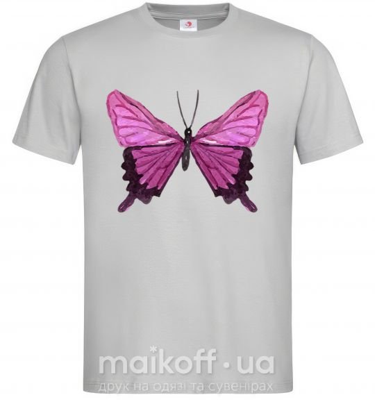 Мужская футболка Фиолетовая бабочка Серый фото