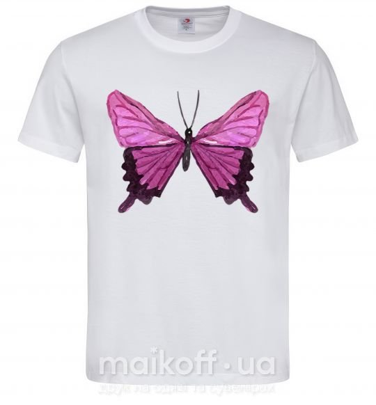 Мужская футболка Фиолетовая бабочка Белый фото