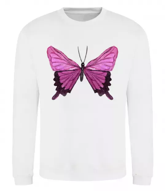 Світшот Фіолетово-рожевий метелик Білий фото