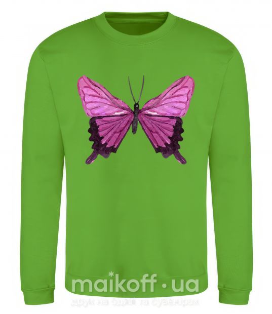 Світшот Фиолетовая бабочка Лаймовий фото