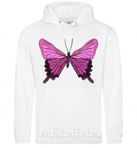 Чоловіча толстовка (худі) Фиолетовая бабочка Білий фото