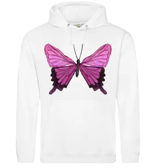 Мужская толстовка (худи) Фіолетово-рожевий метелик Белый фото
