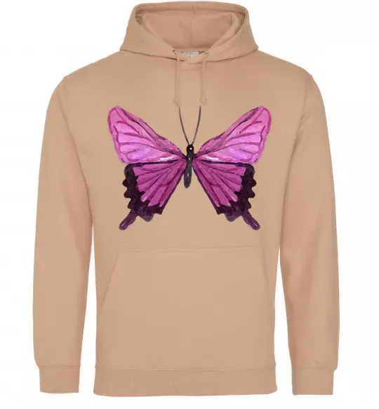 Мужская толстовка (худи) Фіолетово-рожевий метелик Песочный фото