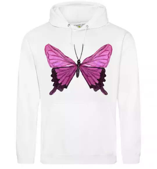 Женская толстовка (худи) Фіолетово-рожевий метелик Белый фото