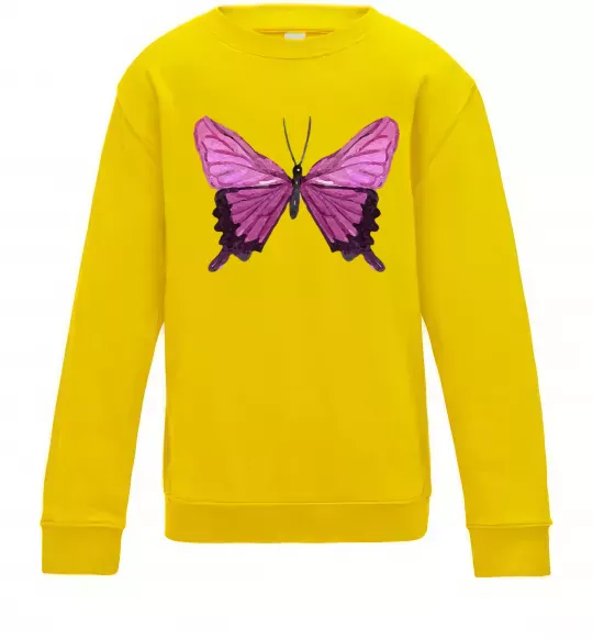 Детский Свитшот Фіолетово-рожевий метелик Солнечно желтый фото