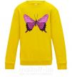 Детский Свитшот Фиолетовая бабочка Солнечно желтый фото
