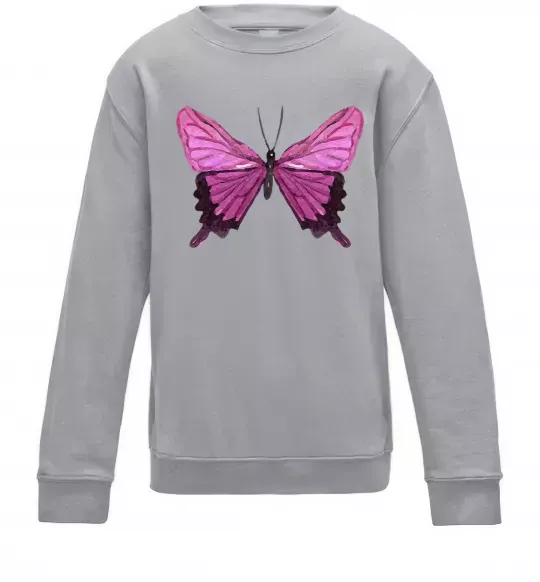 Детский Свитшот Фіолетово-рожевий метелик Серый меланж фото