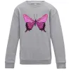 Детский Свитшот Фіолетово-рожевий метелик Серый меланж фото