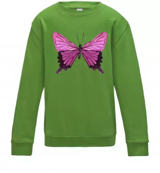 Детский Свитшот Фіолетово-рожевий метелик Лаймовый фото