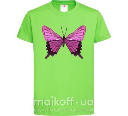 Дитяча футболка Фиолетовая бабочка Лаймовий фото