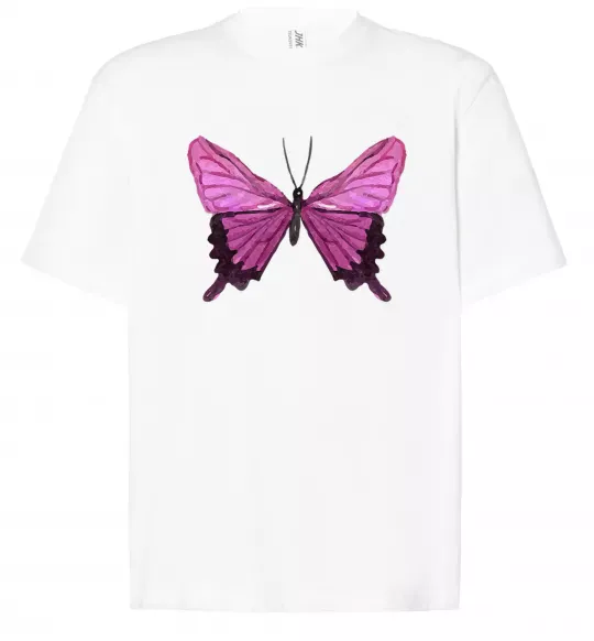 Футболка Оверсайз Фіолетово-рожевий метелик Белый фото