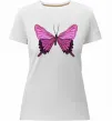 Женская премиум футболка Фіолетово-рожевий метелик Белый фото
