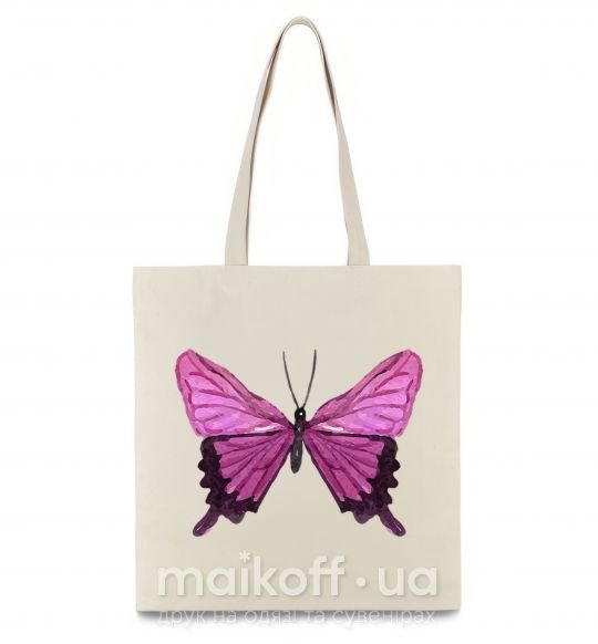 Еко-сумка Фиолетовая бабочка Бежевий фото