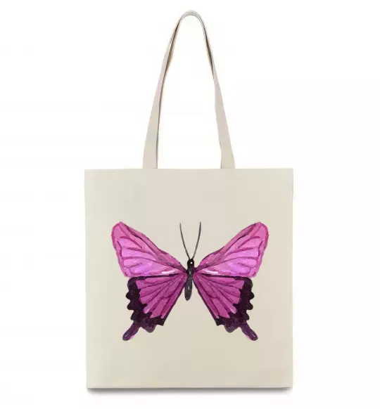 Эко-сумка Фіолетово-рожевий метелик Бежевый фото