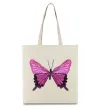 Эко-сумка Фіолетово-рожевий метелик Бежевый фото