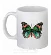 Чашка керамическая Оранжево-зеленая бабочка Белый фото