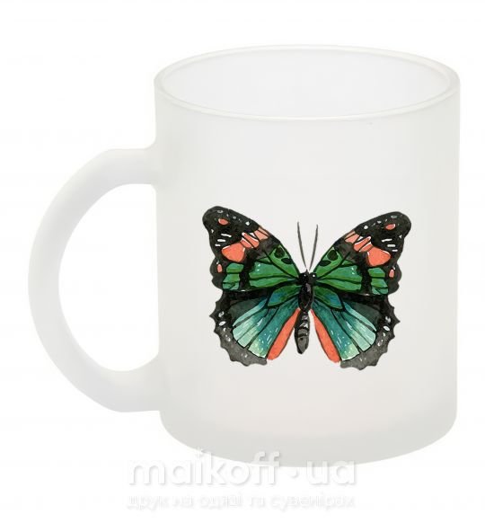 Чашка скляна Оранжево-зеленая бабочка Фроузен фото