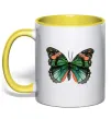 Чашка с цветной ручкой Помаранчево-зелений метелик Солнечно желтый фото