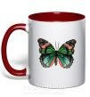Чашка з кольоровою ручкою Оранжево-зеленая бабочка Червоний фото