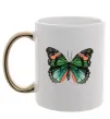 Чашка с цветной ручкой Помаранчево-зелений метелик Золото фото