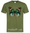 Мужская футболка Оранжево-зеленая бабочка Оливковый фото