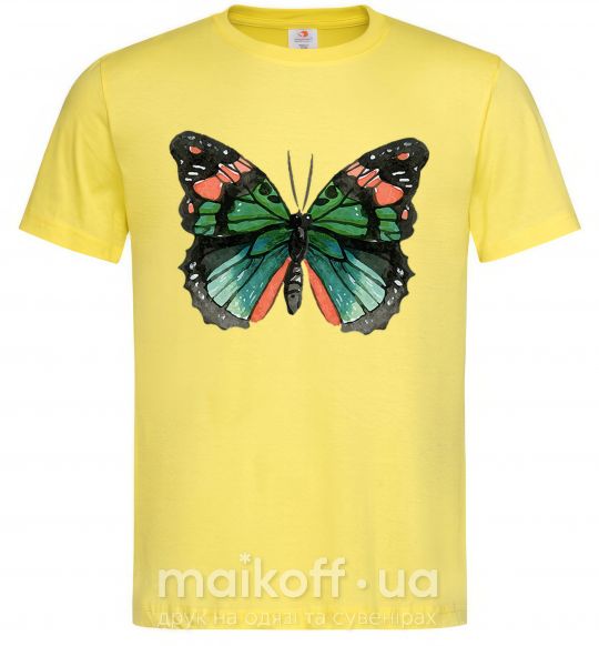 Мужская футболка Оранжево-зеленая бабочка Лимонный фото
