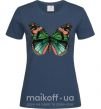 Жіноча футболка Оранжево-зеленая бабочка Темно-синій фото