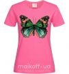 Женская футболка Оранжево-зеленая бабочка Ярко-розовый фото