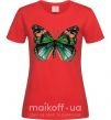 Женская футболка Оранжево-зеленая бабочка Красный фото